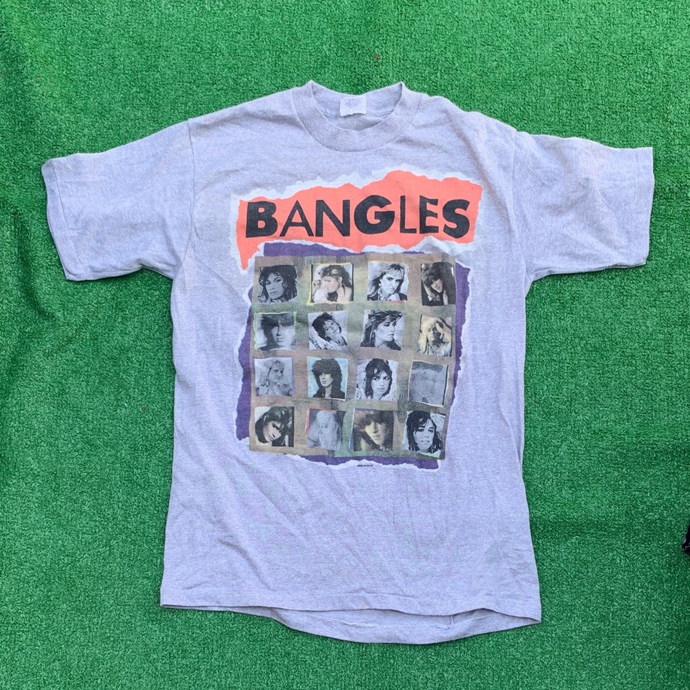 The Bangles Vintage Photo Grid Tee - Light Gray with Coral Logo